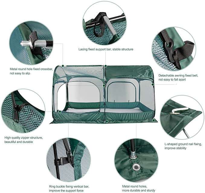 ANC POP Portable Chicken Run Large Pop-Up Chicken Pen for Small Animals Outdoor Gardening Net with 3 Doors and Handbag, Easy to Install and Storage, Green - Image 4