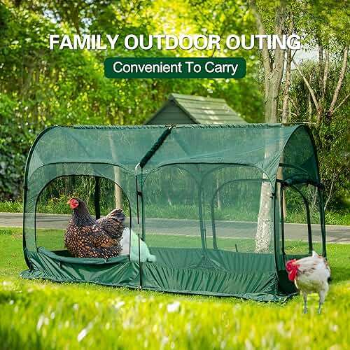 ANC POP Portable Chicken Run Large Pop-Up Chicken Pen for Small Animals Outdoor Gardening Net with 3 Doors and Handbag, Easy to Install and Storage, Green - Image 7