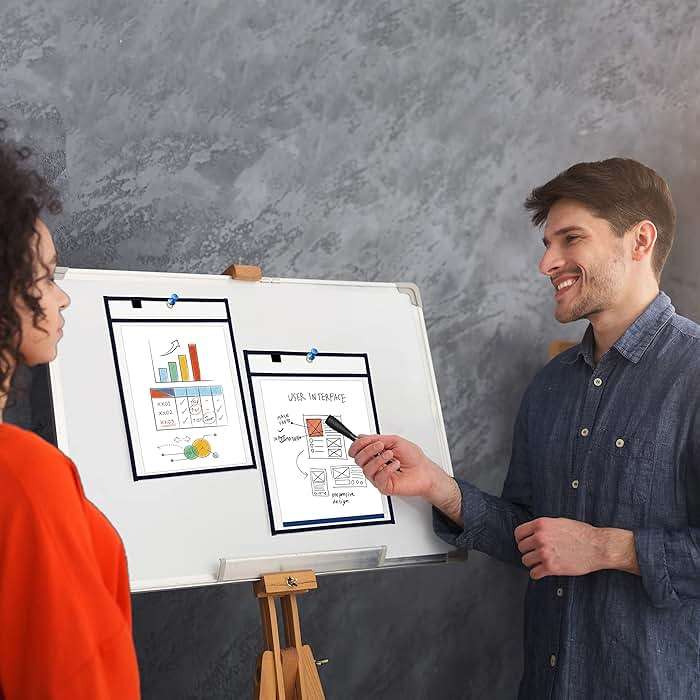 Scribbledo 6 Pack Dry Erase Pockets - Black Plastic Sleeves for Paper - Heavy Duty Clear Sleeves - Teacher Supplies for Classroom & Office - Image 6