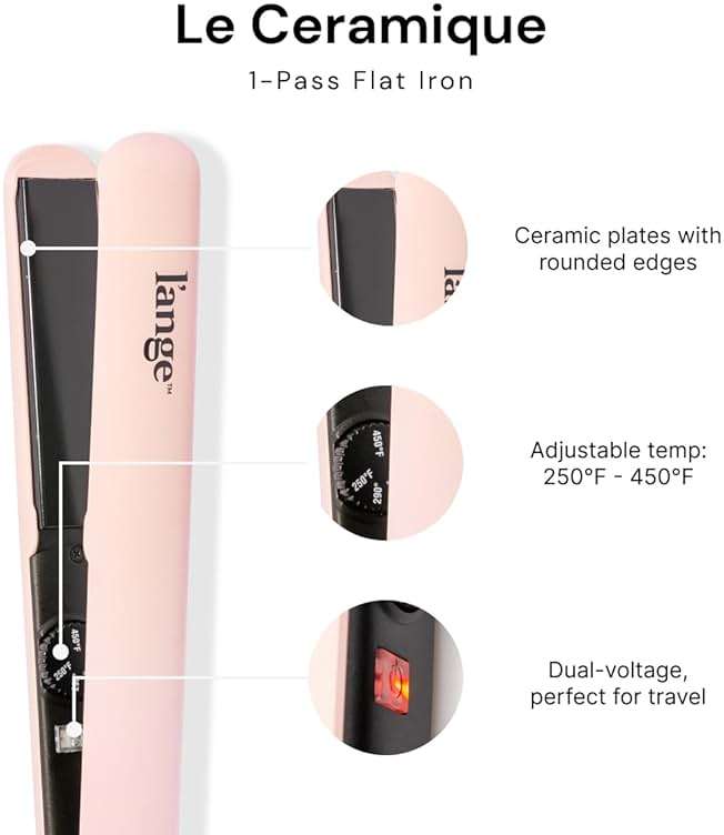 L'ANGE HAIR Le Ceramique 1-Pass Flat Iron Hair Straightener | Fast Heating Ceramic Flat Iron | Best Hot Tools Professional Hair Straightener to Lock in Moisture & Shine | (Blush) - Image 2
