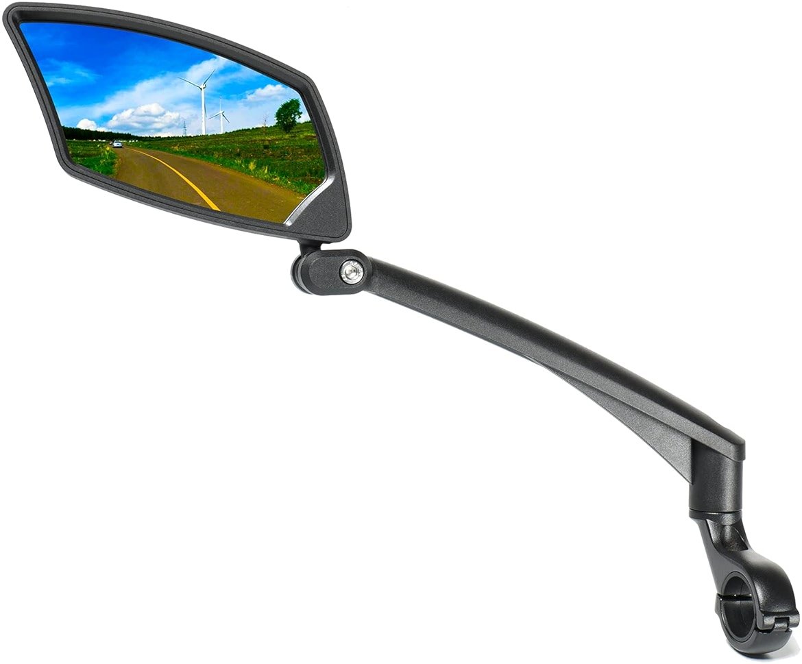 BriskMore Handlebar Bike Mirror - Crystal Clear HD Glass, 360° Adjustable&Foldable Mirror for Safe Riding, Wide Angle Rearview for E-Bikes, Mountain Bikes & Scooters,Bicycle Mirror - Product Image