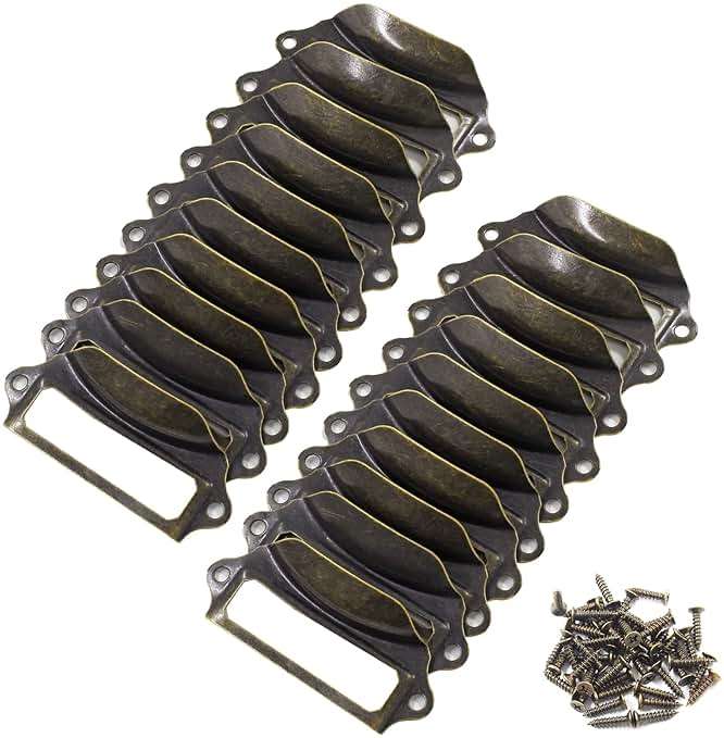 Auvotuis 30Pcs Antique Bronze Frame Tag Label Holder Office Library File Drawer Tag, Metal Vintage Cabinet Label Card Pull Handles with Screws for Furniture - Image 7