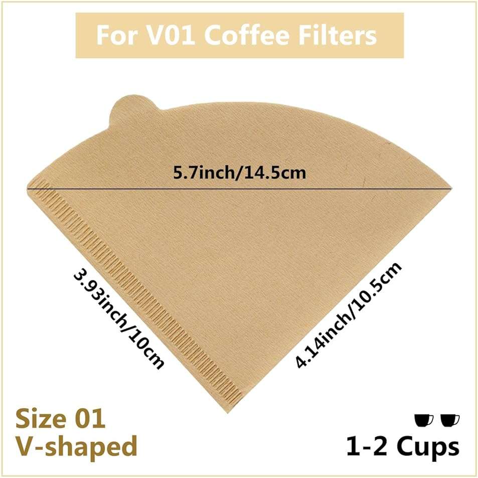 Cone Coffee Filters Size 01, 100 Count Unbleached 1-2 Cups Disposable V01 Coffee Paper Filters, Compatible with Cone Shaped Pour Over Coffee Filter and Drip Coffee Maker - Image 3