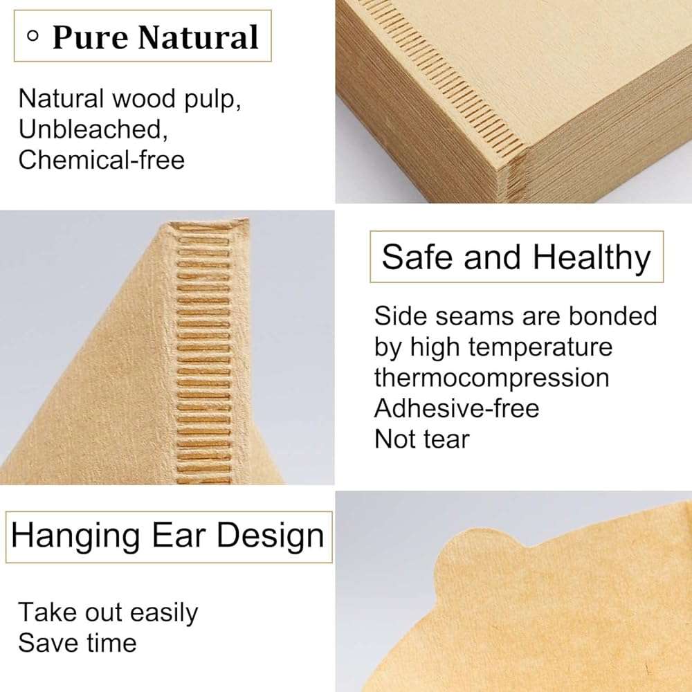 Cone Coffee Filters Size 01, 100 Count Unbleached 1-2 Cups Disposable V01 Coffee Paper Filters, Compatible with Cone Shaped Pour Over Coffee Filter and Drip Coffee Maker - Image 4
