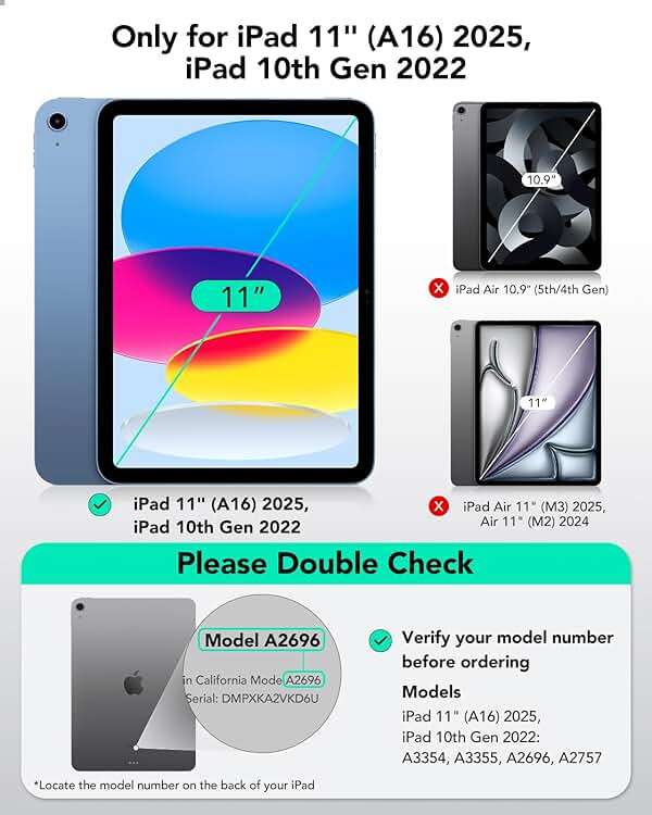 ESR for iPad (A16) 11th/10th Generation Case(2025/2022), Thin and Lightweight, Yellowing Resistant, Hard Acrylic Back, Air-Guard Corners, Flexible Frame, Classic Hybrid Back Cover, Clear - Image 2