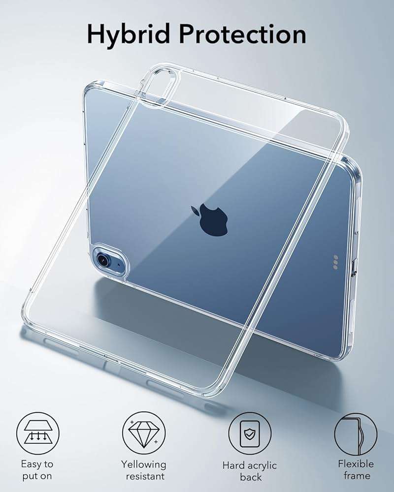 ESR for iPad (A16) 11th/10th Generation Case(2025/2022), Thin and Lightweight, Yellowing Resistant, Hard Acrylic Back, Air-Guard Corners, Flexible Frame, Classic Hybrid Back Cover, Clear - Image 5