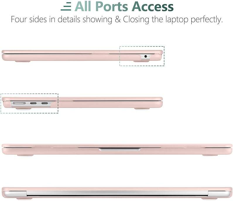 DONGKE Compatible with MacBook Air 13 inch Case M5 M4 M3 M2 2026 2025 2024-2022 A3449 A3240 A3113 A2681, Plastic Hard Shell & Keyboard Cover for MacBook Air 13.6 inch, Matte Chalk Pink - Image 4