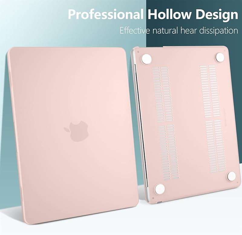DONGKE Compatible with MacBook Air 13 inch Case M5 M4 M3 M2 2026 2025 2024-2022 A3449 A3240 A3113 A2681, Plastic Hard Shell & Keyboard Cover for MacBook Air 13.6 inch, Matte Chalk Pink - Image 5