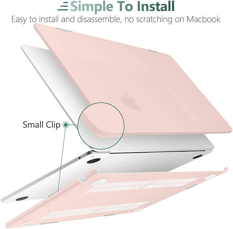 DONGKE Compatible with MacBook Air 13 inch Case M5 M4 M3 M2 2026 2025 2024-2022 A3449 A3240 A3113 A2681, Plastic Hard Shell & Keyboard Cover for MacBook Air 13.6 inch, Matte Chalk Pink - Image 7