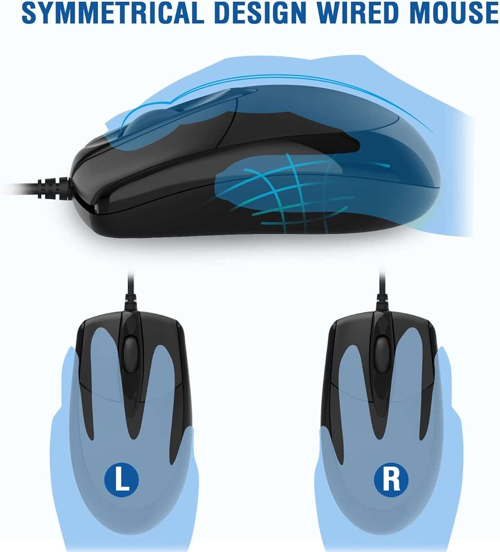 Wired Keyboard and Mouse Combo, EDJO Full-Sized Ergonomic Computer Keyboard with Palm Rest and Optical Wired Mouse for Windows, Mac OS Desktop/Laptop/PC - Image 5