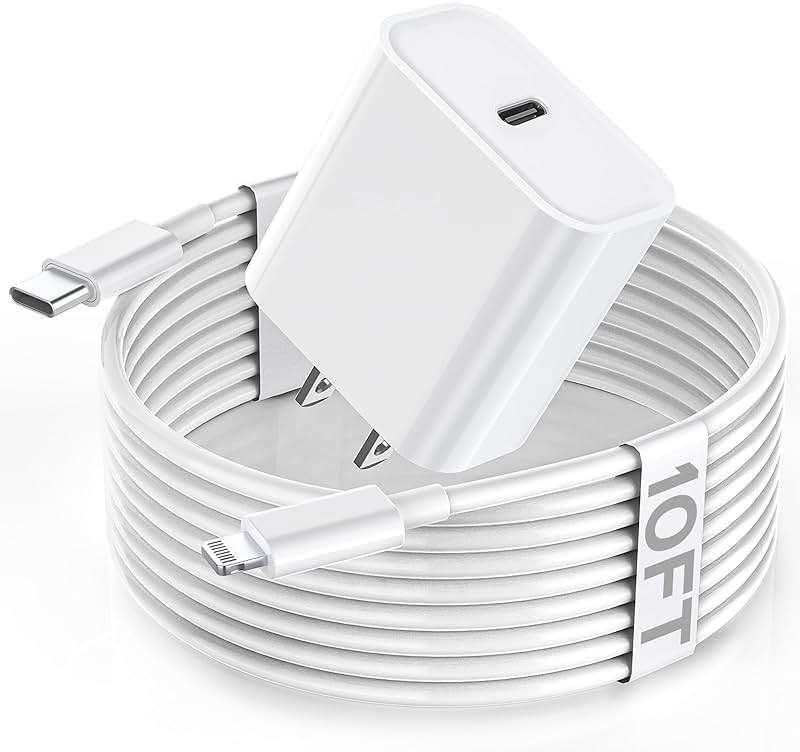 Apple Fast Charger, 10FT Extra Long Fast iPhone Charger Travel Plug Adapter Super Quick Apple Charging USB C Wall Charge Block with 10Foot Lightning Cable Cord for iPhone 14/13/12/11/X/XR/SE2022/iPad - Image 1