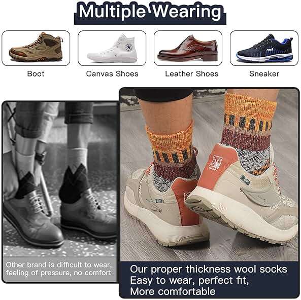 Heatuff Mens Warm Wool Socks Thermal Winter Thick Crew Pattern Socks Cold Weather 5 Pairs - Image 6