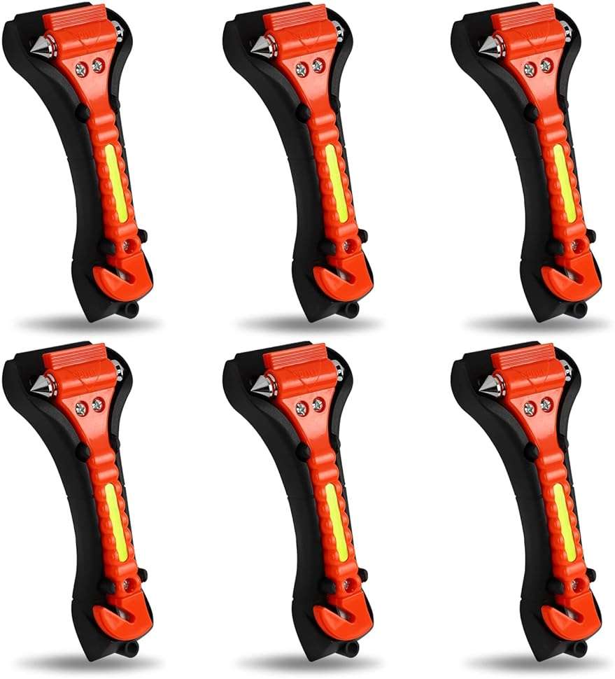 MorTime 6 Pack Car Safety Hammer Window Breaker, Car Emergency Escape Tool, Window Hammer Seat Belt Cutter - Image 1
