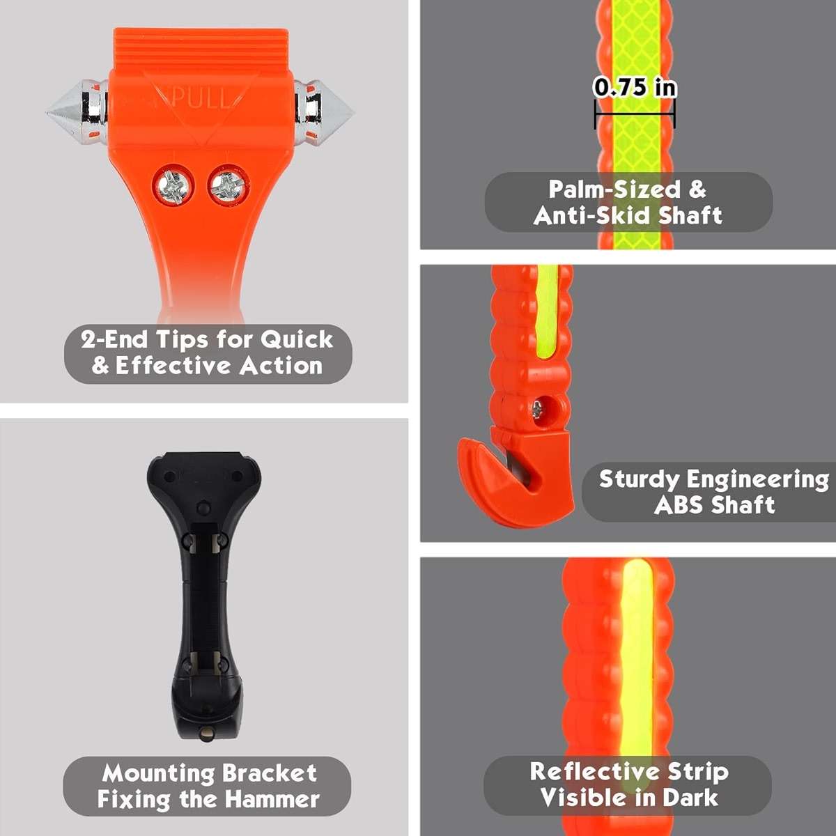 MorTime 6 Pack Car Safety Hammer Window Breaker, Car Emergency Escape Tool, Window Hammer Seat Belt Cutter - Image 2