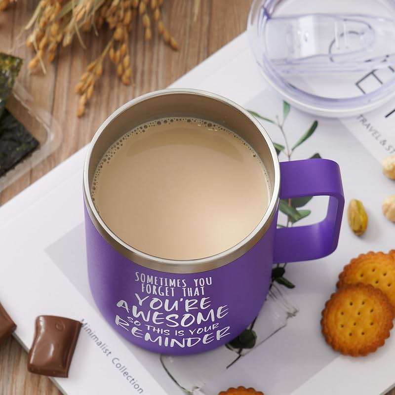 NOWWISH Inspirational 14oz Purple Mug with Handle, Sometimes You Forget You're Awesome Stocking Stuffer for Women, Unique Christmas Birthday Gifts for Her, Mom, Daughter, Wife - Image 6