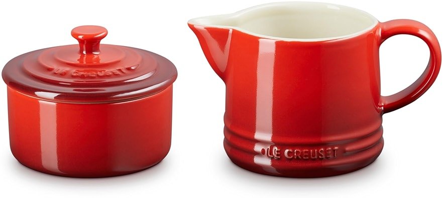 Le Creuset Stoneware Signature Cream & Sugar Set, Cerise, Cream: 300 ml., Sugar: 8oz, - Product Image
