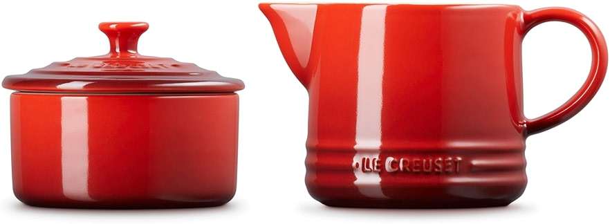 Le Creuset Stoneware Signature Cream & Sugar Set, Cerise, Cream: 300 ml., Sugar: 8oz, - Image 3