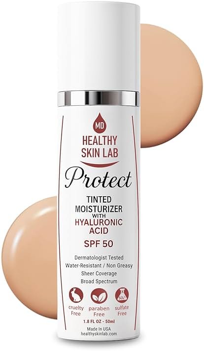 Healthy Skin Lab Protect Tinted Moisturizer SPF 50, Sheer Universal Tint, Lightweight Hydrating Mineral Sunscreen for Face, Hyaluronic Acid, Broad Spectrum Daily SPF, Dermatologist Tested, 1.8 oz - Product Image