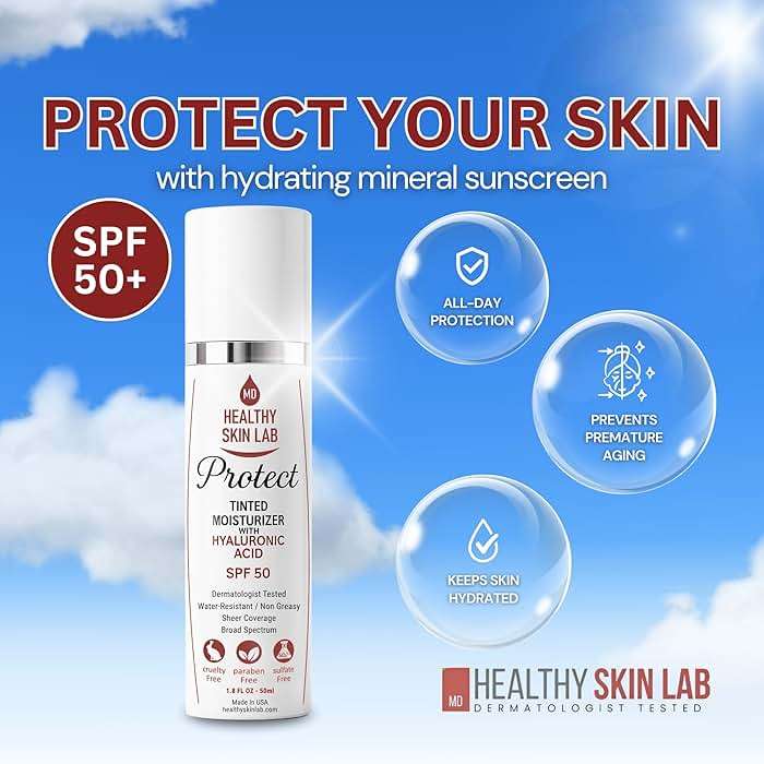 Healthy Skin Lab Protect Tinted Moisturizer SPF 50, Sheer Universal Tint, Lightweight Hydrating Mineral Sunscreen for Face, Hyaluronic Acid, Broad Spectrum Daily SPF, Dermatologist Tested, 1.8 oz - Image 4
