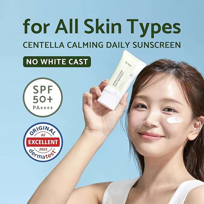 IUNIK Centella Calming Moisture Daily Sunscreen SPF 50+ PA++++ Matte & No White Cast Centella Asiatica Dry Oily Sensitive Vegan Korean Skincare - Image 2