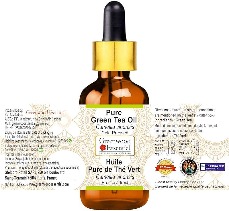 Greenwood Essential Green Tea Oil (Camellia sinensis) with Glass Dropper | Cold Pressed | Natural | Undiluted | for Diluting Essential Oils | for Skin & Massage | Men & Women | 15ml (0.50 oz) - Image 3