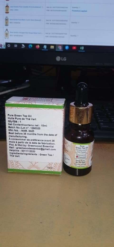 Greenwood Essential Green Tea Oil (Camellia sinensis) with Glass Dropper | Cold Pressed | Natural | Undiluted | for Diluting Essential Oils | for Skin & Massage | Men & Women | 15ml (0.50 oz) - Image 8