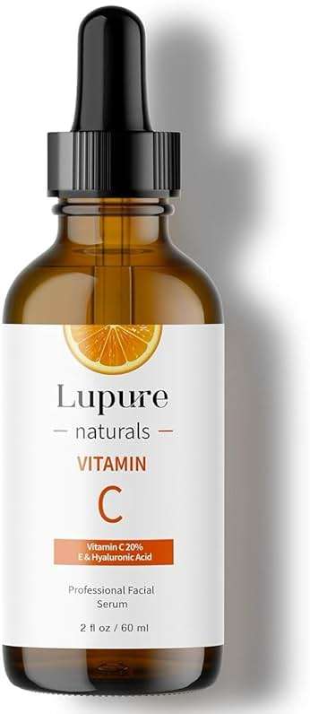 Lupure Professional Vitamin C Face Serum 20%, Anti Aging Facial Super Vit C Serum with Ascorbic Acid Hyaluronic Acid & Vitamin E for Dark Spots, Skin Care, Christmas Gift & Stocking | 1 Fl. Oz - Image 1