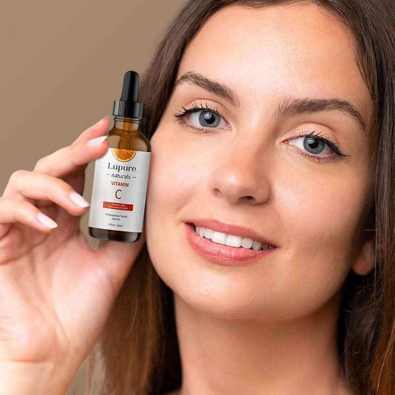 Lupure Professional Vitamin C Face Serum 20%, Anti Aging Facial Super Vit C Serum with Ascorbic Acid Hyaluronic Acid & Vitamin E for Dark Spots, Skin Care, Christmas Gift & Stocking | 1 Fl. Oz - Image 5