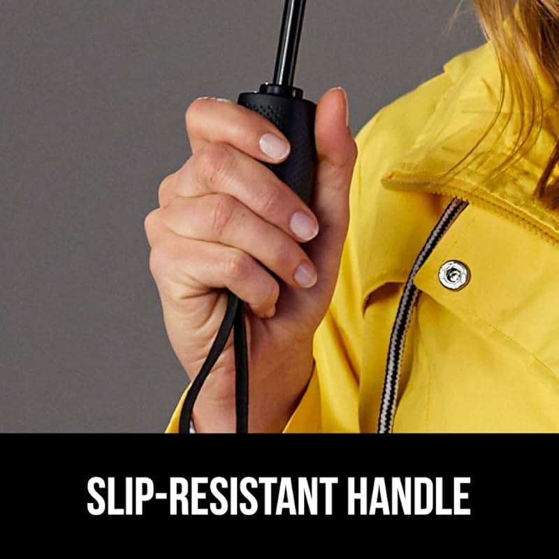 GORILLA GRIP Windproof Compact Stick Umbrella for Rain, Travel One-Click Automatic Open and Close, Lightweight, Portable, Strong Reinforced Fiberglass Ribs, Easily Collapsible, Black - Image 7