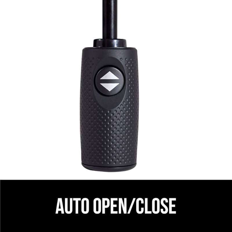 GORILLA GRIP Windproof Compact Stick Umbrella for Rain, Travel One-Click Automatic Open and Close, Lightweight, Portable, Strong Reinforced Fiberglass Ribs, Easily Collapsible, Black - Image 8