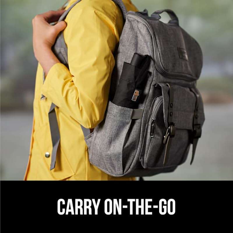 GORILLA GRIP Windproof Compact Stick Umbrella for Rain, Travel One-Click Automatic Open and Close, Lightweight, Portable, Strong Reinforced Fiberglass Ribs, Easily Collapsible, Black - Image 9