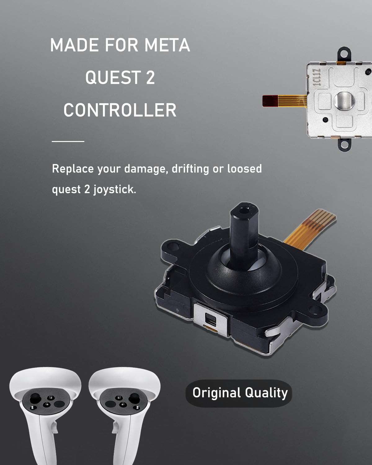 Ikpek 4 Pack Joystick Replacement Kit for Oculus Quest 2 Controller, 31 in One Repair Kit for Meta Quest 2 Controller, Include 4 Thumb Sticks, 4 Thumbstick Grips, 18 Screws, 2 T5 Screwdrivers and More - Image 2