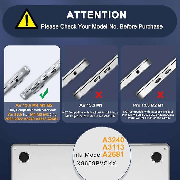 MOSISO Compatible with MacBook Air 13 inch Case M5 2026 M4 2025 M3 M2 2024-2022 A3449 A3240 A3113 A2681, Hard Shell&Keyboard Cover&Screen Film&Type C for MacBook Air 13.6 inch Case, Crystal Clear - Image 2