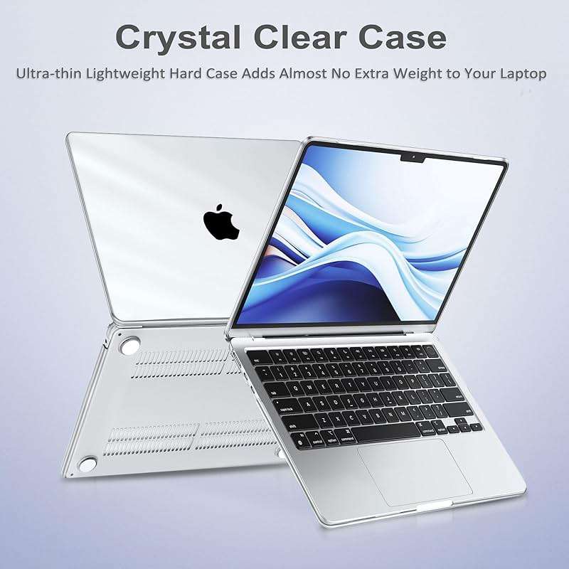 MOSISO Compatible with MacBook Air 13 inch Case M5 2026 M4 2025 M3 M2 2024-2022 A3449 A3240 A3113 A2681, Hard Shell&Keyboard Cover&Screen Film&Type C for MacBook Air 13.6 inch Case, Crystal Clear - Image 8