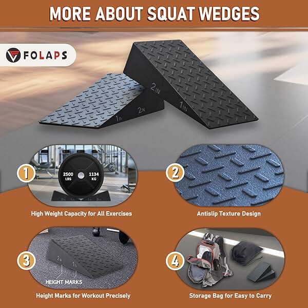 Folaps Squat Wedge Block for Heel Elevated Squat Weightlifting Calf Stretcher Slant Board for Mobility Balance and Strength Performance - Image 5