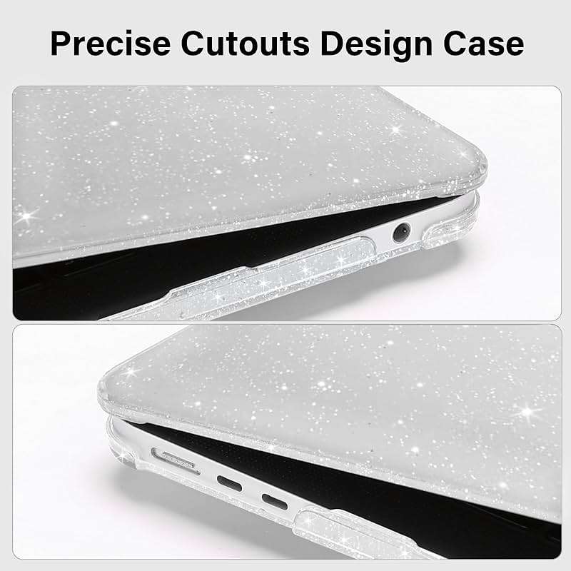 MOSISO Glitter Cover Compatible with MacBook Air 13 inch Case M5 2026 M4 2025 M3 M2 2024-2022 A3449 A3240 A3113 A2681, 4 in 1 Kit Bling Sparkly Hard Shell for MacBook Air 13.6 inch Case, Clear - Image 4
