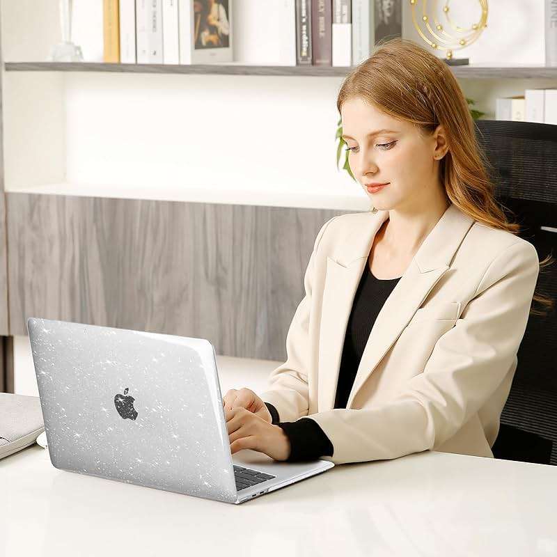 MOSISO Glitter Cover Compatible with MacBook Air 13 inch Case M5 2026 M4 2025 M3 M2 2024-2022 A3449 A3240 A3113 A2681, 4 in 1 Kit Bling Sparkly Hard Shell for MacBook Air 13.6 inch Case, Clear - Image 7