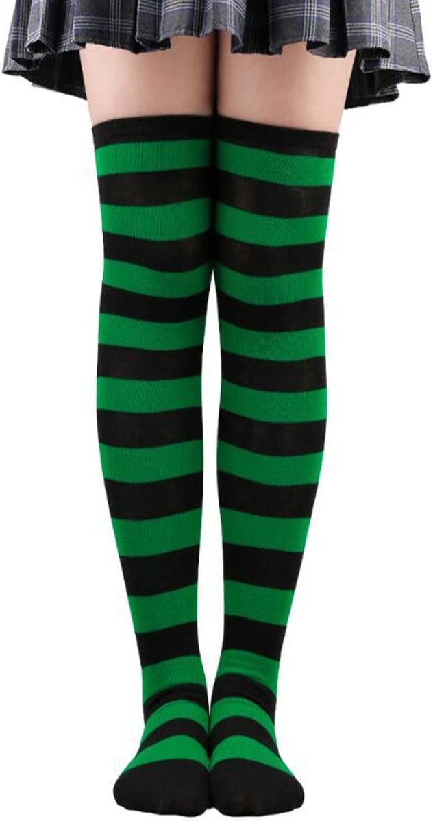 Petunny Striped Over Knee High Socks,Womens Long Striped Socks Extra Long Cotton Stripe Thigh for Halloween Party Costumes - Product Image