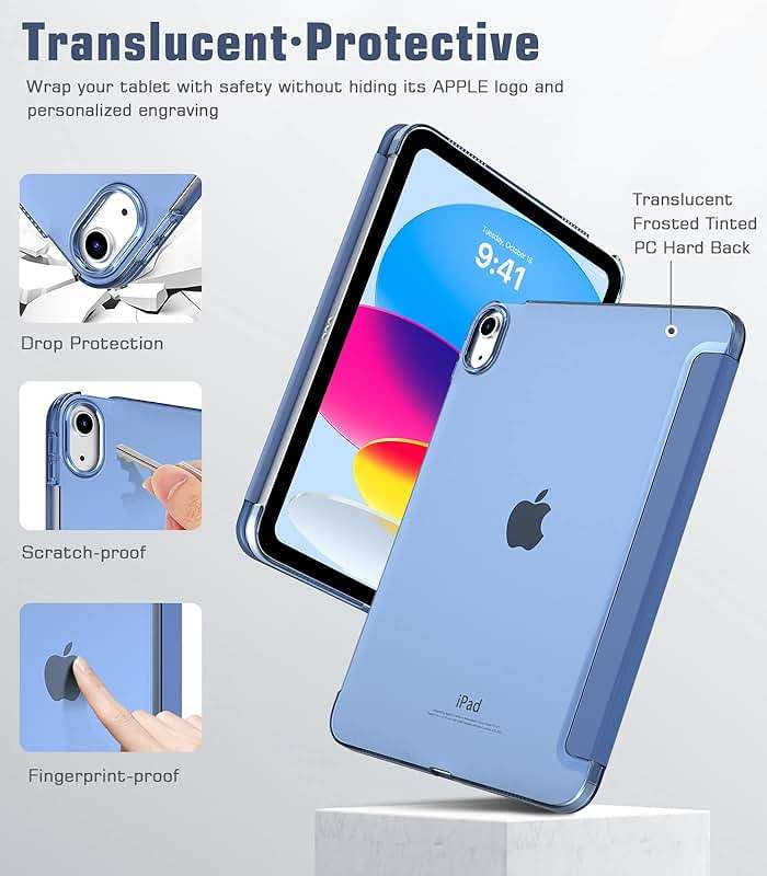 TiMOVO Case for iPad (A16) 11th Generation 11 Inch 2025/iPad 10th Generation 10.9 Inch 2022, Slim Stand Cover with Hard Translucent Back, Support Touch ID, Auto Wake/Sleep, Abyss Blue - Image 3