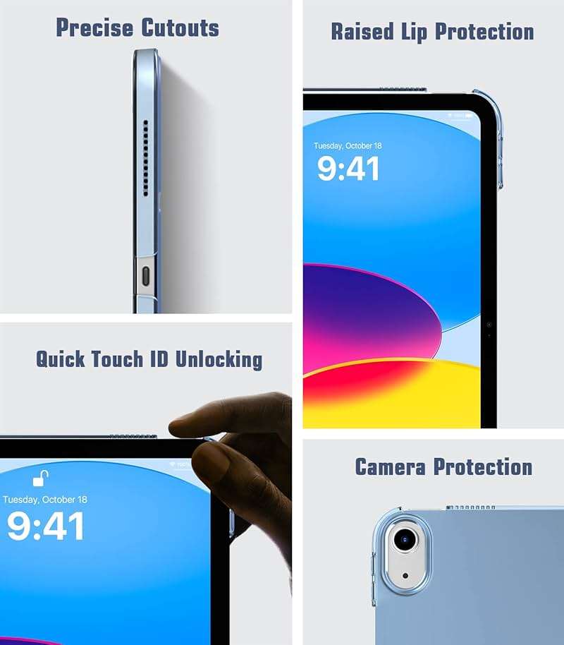 TiMOVO Case for iPad (A16) 11th Generation 11 Inch 2025/iPad 10th Generation 10.9 Inch 2022, Slim Stand Cover with Hard Translucent Back, Support Touch ID, Auto Wake/Sleep, Abyss Blue - Image 6