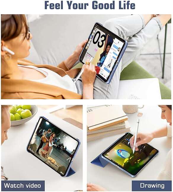 TiMOVO Case for iPad (A16) 11th Generation 11 Inch 2025/iPad 10th Generation 10.9 Inch 2022, Slim Stand Cover with Hard Translucent Back, Support Touch ID, Auto Wake/Sleep, Abyss Blue - Image 7