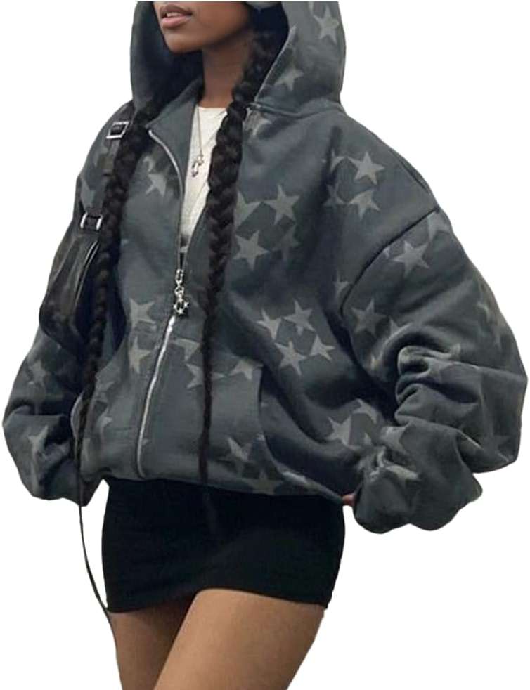 Sumleno Fairy Grunge Clothes Alt Emo Clothing Y2k Zip Up Hoodie Oversized Hooded Sweatshirt Harajuku Aesthetic Jacket - Image 1