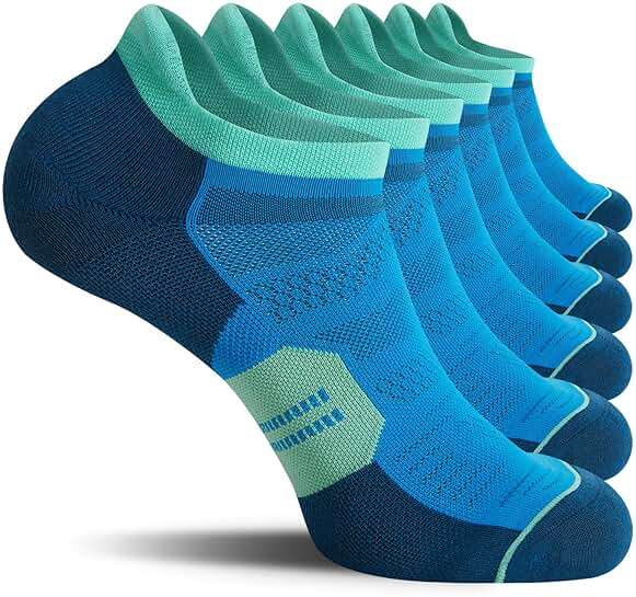 CS CELERSPORT Men's Ankle Running Socks with Cushion, Arch Support Low Cut Athletic Tab Socks for Men Women 6 Pack - Image 1