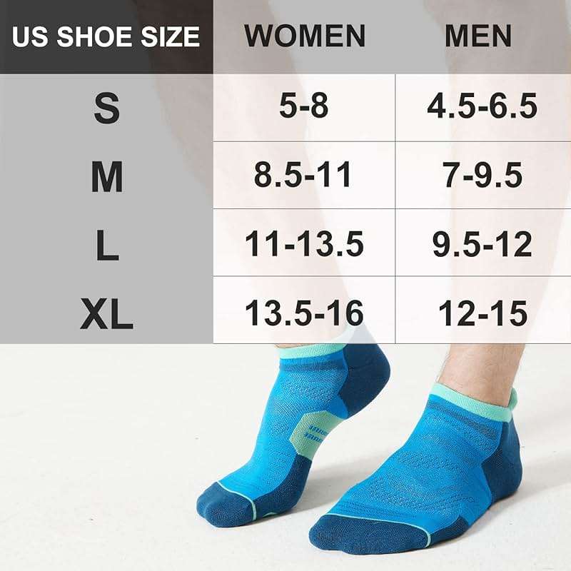 CS CELERSPORT Men's Ankle Running Socks with Cushion, Arch Support Low Cut Athletic Tab Socks for Men Women 6 Pack - Image 2
