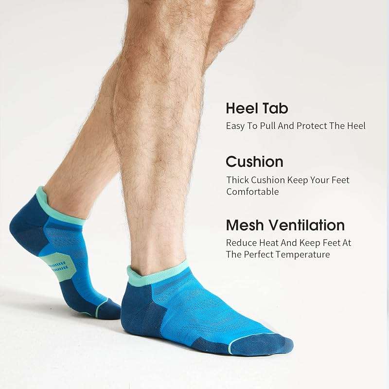 CS CELERSPORT Men's Ankle Running Socks with Cushion, Arch Support Low Cut Athletic Tab Socks for Men Women 6 Pack - Image 4
