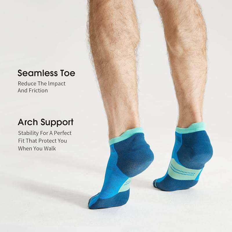 CS CELERSPORT Men's Ankle Running Socks with Cushion, Arch Support Low Cut Athletic Tab Socks for Men Women 6 Pack - Image 5