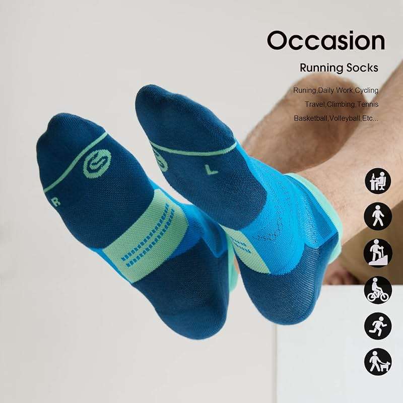 CS CELERSPORT Men's Ankle Running Socks with Cushion, Arch Support Low Cut Athletic Tab Socks for Men Women 6 Pack - Image 6