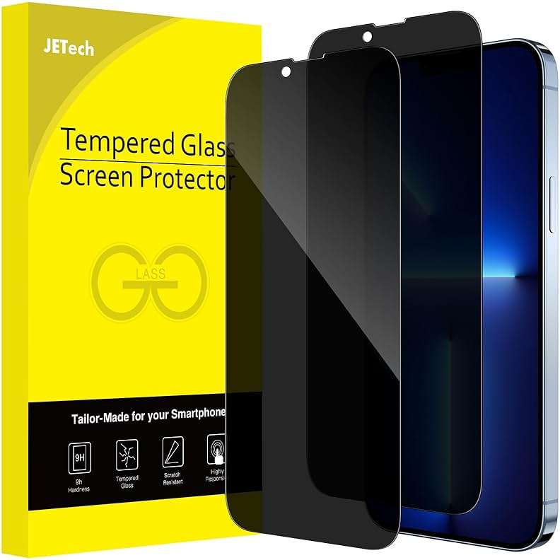JETech Privacy Full Coverage Screen Protector for iPhone 13 Pro Max 6.7-Inch, Anti-Spy Tempered Glass Film, Edge to Edge Protection Case-Friendly, 2-Pack - Image 1