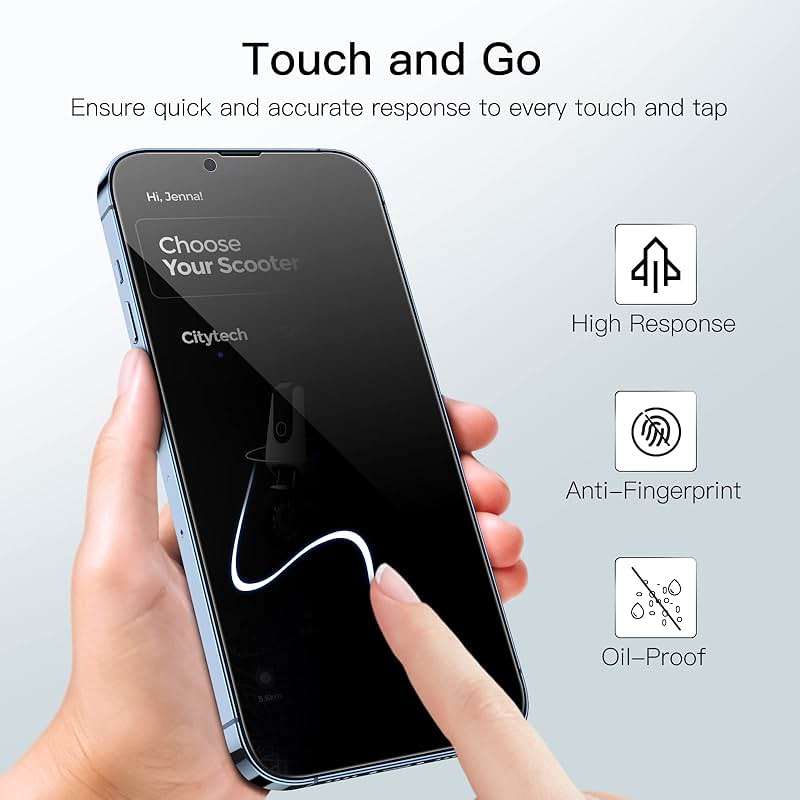 JETech Privacy Full Coverage Screen Protector for iPhone 13 Pro Max 6.7-Inch, Anti-Spy Tempered Glass Film, Edge to Edge Protection Case-Friendly, 2-Pack - Image 6