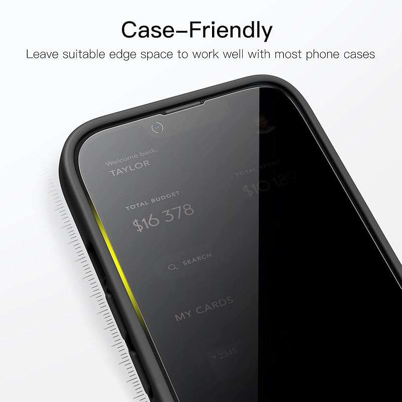 JETech Privacy Full Coverage Screen Protector for iPhone 13 Pro Max 6.7-Inch, Anti-Spy Tempered Glass Film, Edge to Edge Protection Case-Friendly, 2-Pack - Image 7